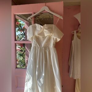 Amanda Uprichard White Ruffled Off-Shoulder Girls Dress